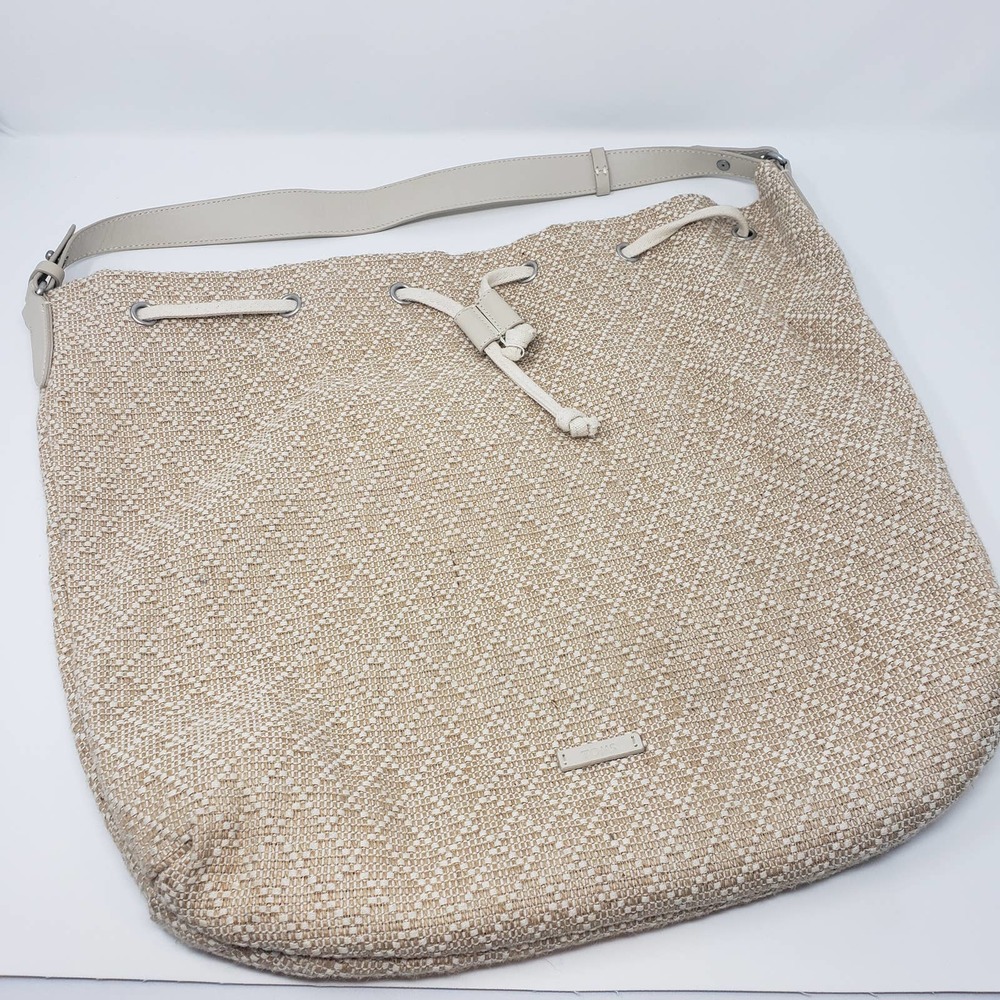 Toms Marina Drawstring Woven Hobo Bag Tan Cream